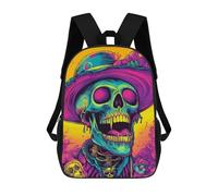 sinyumoney 3D Printed 17inch School Bag Colorful Skull Art Print-2 Kid's Backpack Bookbag Cute Rucksacks Fashion Casual Schoolbag for Kids for Girl Boy