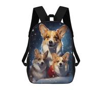 sinyumoney 3D Printed 17inch School Bag Corgi Family Christmas Kid's Backpack Bookbag Cute Rucksacks Fashion Casual Schoolbag for Kids for Girl Boy