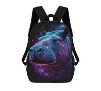sinyumoney 3D Printed 17inch School Bag Cosmic Hippo Portrait-8 Kid's Backpack Bookbag Cute Rucksacks Fashion Casual Schoolbag for Kids for Girl Boy