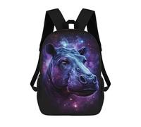 sinyumoney 3D Printed 17inch School Bag Cosmic Hippo Portrait Print-1 Kid's Backpack Bookbag Cute Rucksacks Fashion Casual Schoolbag for Kids for Girl Boy