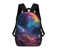 sinyumoney 3D Printed 17inch School Bag Cosmic Rainbow Sky Kid's Backpack Bookbag Cute Rucksacks Fashion Casual Schoolbag for Kids for Girl Boy