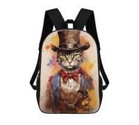 sinyumoney 3D Printed 17inch School Bag Cowboy Cat Painting Kid's Backpack Bookbag Cute Rucksacks Fashion Casual Schoolbag for Kids for Girl Boy