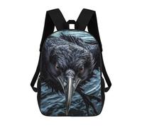 sinyumoney 3D Printed 17inch School Bag Curious Raven Flying Kid's Backpack Bookbag Cute Rucksacks Fashion Casual Schoolbag for Kids for Girl Boy