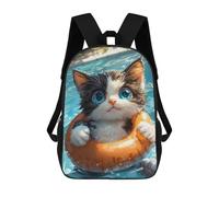 sinyumoney 3D Printed 17inch School Bag Cute Kitten Swimming Kid's Backpack Bookbag Cute Rucksacks Fashion Casual Schoolbag for Kids for Girl Boy