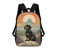 sinyumoney 3D Printed 17inch School Bag Dachshund Mount Fuji Kid's Backpack Bookbag Cute Rucksacks Fashion Casual Schoolbag for Kids for Girl Boy