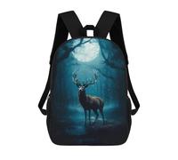 sinyumoney 3D Printed 17inch School Bag Deer in Moonlight Kid's Backpack Bookbag Cute Rucksacks Fashion Casual Schoolbag for Kids for Girl Boy