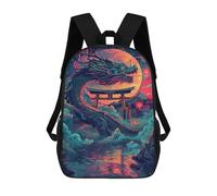 sinyumoney 3D Printed 17inch School Bag Dragon Gate Reflections Kid's Backpack Bookbag Cute Rucksacks Fashion Casual Schoolbag for Kids for Girl Boy