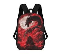 sinyumoney 3D Printed 17inch School Bag Dragon Moonlit Sky Kid's Backpack Bookbag Cute Rucksacks Fashion Casual Schoolbag for Kids for Girl Boy