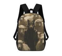 sinyumoney 3D Printed 17inch School Bag Dressed Wolf Sheep Leader Kid's Backpack Bookbag Cute Rucksacks Fashion Casual Schoolbag for Kids for Girl Boy