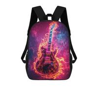 sinyumoney 3D Printed 17inch School Bag Electric Guitar Neon Art Print Kid's Backpack Bookbag Cute Rucksacks Fashion Casual Schoolbag for Kids for Girl Boy