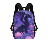sinyumoney 3D Printed 17inch School Bag Enchanted Dragon in Lotus Pond Kid's Backpack Bookbag Cute Rucksacks Fashion Casual Schoolbag for Kids for Girl Boy