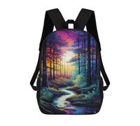 sinyumoney 3D Printed 17inch School Bag Enchanted Forest Sunset Stream Kid's Backpack Bookbag Cute Rucksacks Fashion Casual Schoolbag for Kids for Girl Boy
