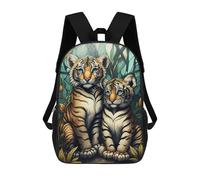 sinyumoney 3D Printed 17inch School Bag Enchanted Forest Tiger Kid's Backpack Bookbag Cute Rucksacks Fashion Casual Schoolbag for Kids for Girl Boy