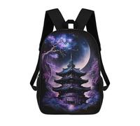 sinyumoney 3D Printed 17inch School Bag Enchanted Pagoda Night Scene -1 Kid's Backpack Bookbag Cute Rucksacks Fashion Casual Schoolbag for Kids for Girl Boy