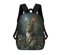 sinyumoney 3D Printed 17inch School Bag Enchanted Rabbit with Floral Crown Kid's Backpack Bookbag Cute Rucksacks Fashion Casual Schoolbag for Kids for Girl Boy