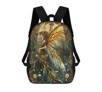 sinyumoney 3D Printed 17inch School Bag Fairy Stained Glass Kid's Backpack Bookbag Cute Rucksacks Fashion Casual Schoolbag for Kids for Girl Boy