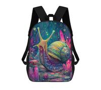 sinyumoney 3D Printed 17inch School Bag Fantasy Snail in Crystal Forest Kid's Backpack Bookbag Cute Rucksacks Fashion Casual Schoolbag for Kids for Girl Boy