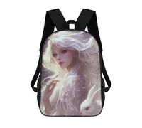 sinyumoney 3D Printed 17inch School Bag Fantasy White Rabbit Artwork Kid's Backpack Bookbag Cute Rucksacks Fashion Casual Schoolbag for Kids for Girl Boy