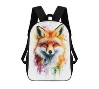sinyumoney 3D Printed 17inch School Bag Fox Watercolor Portrait Kid's Backpack Bookbag Cute Rucksacks Fashion Casual Schoolbag for Kids for Girl Boy