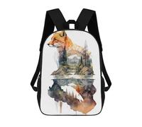 sinyumoney 3D Printed 17inch School Bag Fox Watercolors 2 Kid's Backpack Bookbag Cute Rucksacks Fashion Casual Schoolbag for Kids for Girl Boy