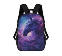 sinyumoney 3D Printed 17inch School Bag Galactic Horse Portrait -1 Kid's Backpack Bookbag Cute Rucksacks Fashion Casual Schoolbag for Kids for Girl Boy