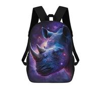 sinyumoney 3D Printed 17inch School Bag Galactic Rhino Portrait -1 Kid's Backpack Bookbag Cute Rucksacks Fashion Casual Schoolbag for Kids for Girl Boy