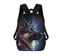 sinyumoney 3D Printed 17inch School Bag Galactic Wolf Portrait -31 Kid's Backpack Bookbag Cute Rucksacks Fashion Casual Schoolbag for Kids for Girl Boy