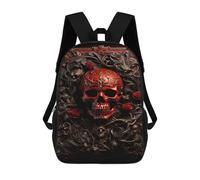sinyumoney 3D Printed 17inch School Bag Gothic Skull Artwork Kid's Backpack Bookbag Cute Rucksacks Fashion Casual Schoolbag for Kids for Girl Boy