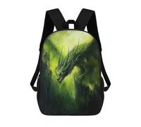 sinyumoney 3D Printed 17inch School Bag Green Dragon Painting Kid's Backpack Bookbag Cute Rucksacks Fashion Casual Schoolbag for Kids for Girl Boy