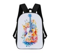 sinyumoney 3D Printed 17inch School Bag Guitar Flowers Painting Kid's Backpack Bookbag Cute Rucksacks Fashion Casual Schoolbag for Kids for Girl Boy