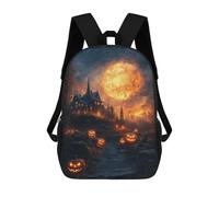 sinyumoney 3D Printed 17inch School Bag Halloween Haunted House Scene-8 Kid's Backpack Bookbag Cute Rucksacks Fashion Casual Schoolbag for Kids for Girl Boy