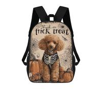 sinyumoney 3D Printed 17inch School Bag Halloween Poodle Skeleton Costume-1 Kid's Backpack Bookbag Cute Rucksacks Fashion Casual Schoolbag for Kids for Girl Boy