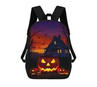 sinyumoney 3D Printed 17inch School Bag Halloween Pumpkins with Witch Hat Kid's Backpack Bookbag Cute Rucksacks Fashion Casual Schoolbag for Kids for Girl Boy