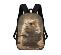 sinyumoney 3D Printed 17inch School Bag Hamster with Thor's Hammer Kid's Backpack Bookbag Cute Rucksacks Fashion Casual Schoolbag for Kids for Girl Boy