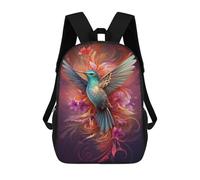 sinyumoney 3D Printed 17inch School Bag Hummingbird with Flowers Art Print Kid's Backpack Bookbag Cute Rucksacks Fashion Casual Schoolbag for Kids for Girl Boy