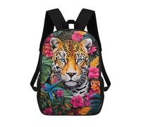 sinyumoney 3D Printed 17inch School Bag Jaguar in Jungle Bloom Kid's Backpack Bookbag Cute Rucksacks Fashion Casual Schoolbag for Kids for Girl Boy