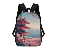 sinyumoney 3D Printed 17inch School Bag Japanese Pagoda with Cherry Blossoms-2 Kid's Backpack Bookbag Cute Rucksacks Fashion Casual Schoolbag for Kids for Girl Boy