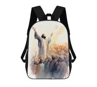 sinyumoney 3D Printed 17inch School Bag Jesus Preaching to A Crowd Kid's Backpack Bookbag Cute Rucksacks Fashion Casual Schoolbag for Kids for Girl Boy