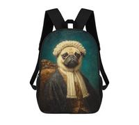 sinyumoney 3D Printed 17inch School Bag Legal Pug Portrait Kid's Backpack Bookbag Cute Rucksacks Fashion Casual Schoolbag for Kids for Girl Boy