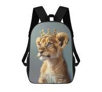 sinyumoney 3D Printed 17inch School Bag Little Lion Pastel Crown Kid's Backpack Bookbag Cute Rucksacks Fashion Casual Schoolbag for Kids for Girl Boy
