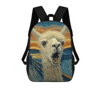 sinyumoney 3D Printed 17inch School Bag Llama Art Print, Funny Animal Wall Decor Kid's Backpack Bookbag Cute Rucksacks Fashion Casual Schoolbag for Kids for Girl Boy