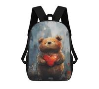 sinyumoney 3D Printed 17inch School Bag Love Bear with Heart Kid's Backpack Bookbag Cute Rucksacks Fashion Casual Schoolbag for Kids for Girl Boy