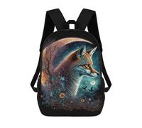 sinyumoney 3D Printed 17inch School Bag Magical Fox Moon Art Print Kid's Backpack Bookbag Cute Rucksacks Fashion Casual Schoolbag for Kids for Girl Boy