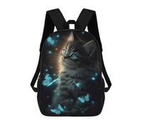 sinyumoney 3D Printed 17inch School Bag Magical Kitten with Butterflies -1 Kid's Backpack Bookbag Cute Rucksacks Fashion Casual Schoolbag for Kids for Girl Boy