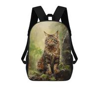 sinyumoney 3D Printed 17inch School Bag Maine Coon Cat in Forest Kid's Backpack Bookbag Cute Rucksacks Fashion Casual Schoolbag for Kids for Girl Boy