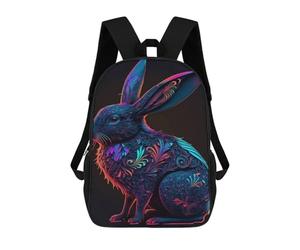 sinyumoney 3D Printed 17inch School Bag Neon Rabbit Art Print Kid's Backpack Bookbag Cute Rucksacks Fashion Casual Schoolbag for Kids for Girl Boy