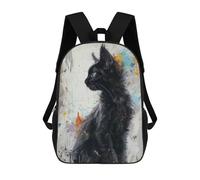 sinyumoney 3D Printed 17inch School Bag Noir Feline Elegance Kid's Backpack Bookbag Cute Rucksacks Fashion Casual Schoolbag for Kids for Girl Boy