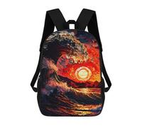sinyumoney 3D Printed 17inch School Bag Oceans of Fire Kid's Backpack Bookbag Cute Rucksacks Fashion Casual Schoolbag for Kids for Girl Boy