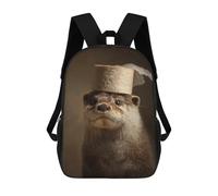 sinyumoney 3D Printed 17inch School Bag Otter Wearing Toilet Paper Hat Kid's Backpack Bookbag Cute Rucksacks Fashion Casual Schoolbag for Kids for Girl Boy