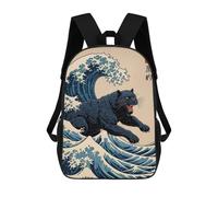 sinyumoney 3D Printed 17inch School Bag Panther Wave Kid's Backpack Bookbag Cute Rucksacks Fashion Casual Schoolbag for Kids for Girl Boy